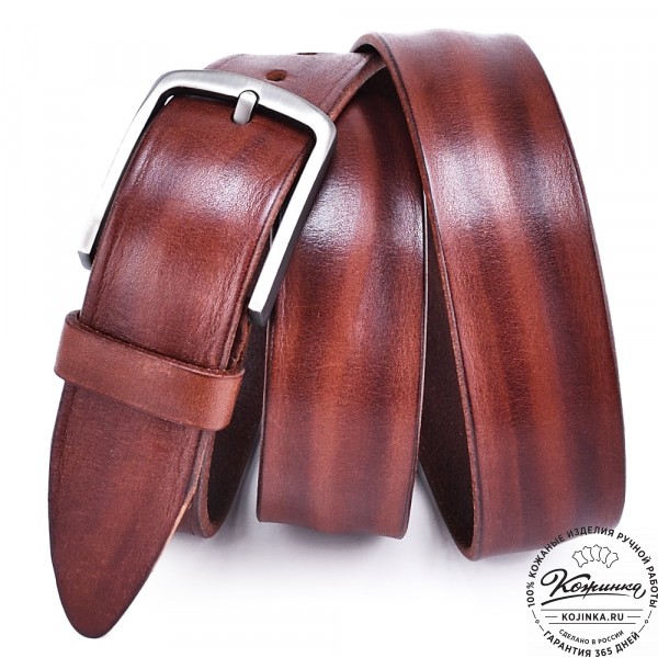 Кожаный ремень "Викинг NEW" (коньяк). фото 1